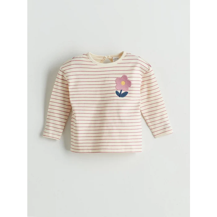 LCW baby Ekru Bisiklet Yaka Kız Bebek Bluz ve Tayt 2li