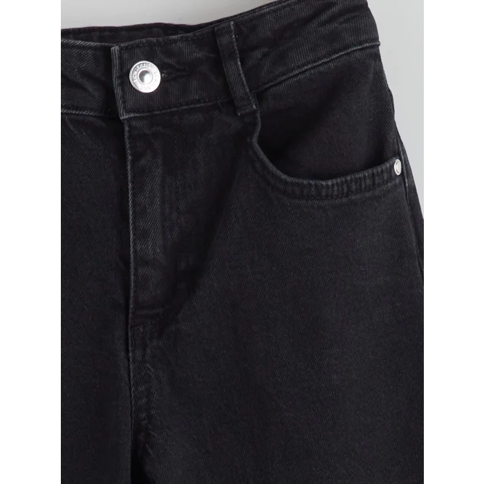 LCW Kids Siyah Wideleg Kız Çocuk Jean Pantolon