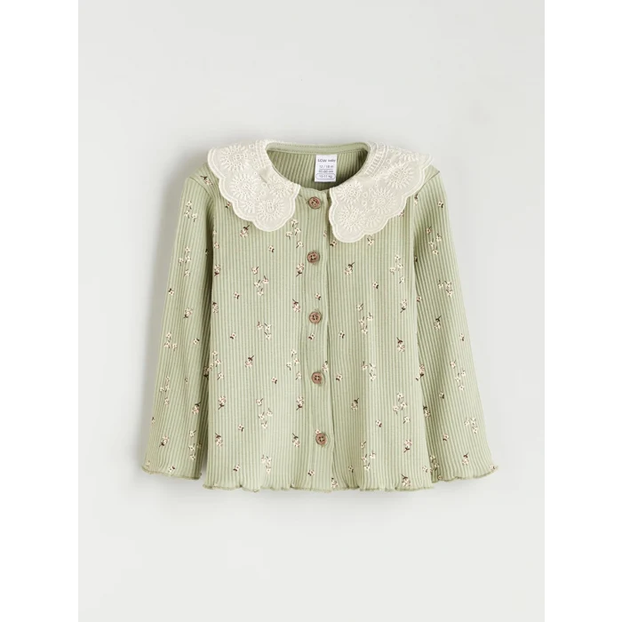 LCW baby Yeşil Bisiklet Yaka Kız Bebek Bluz ve Tayt 2li