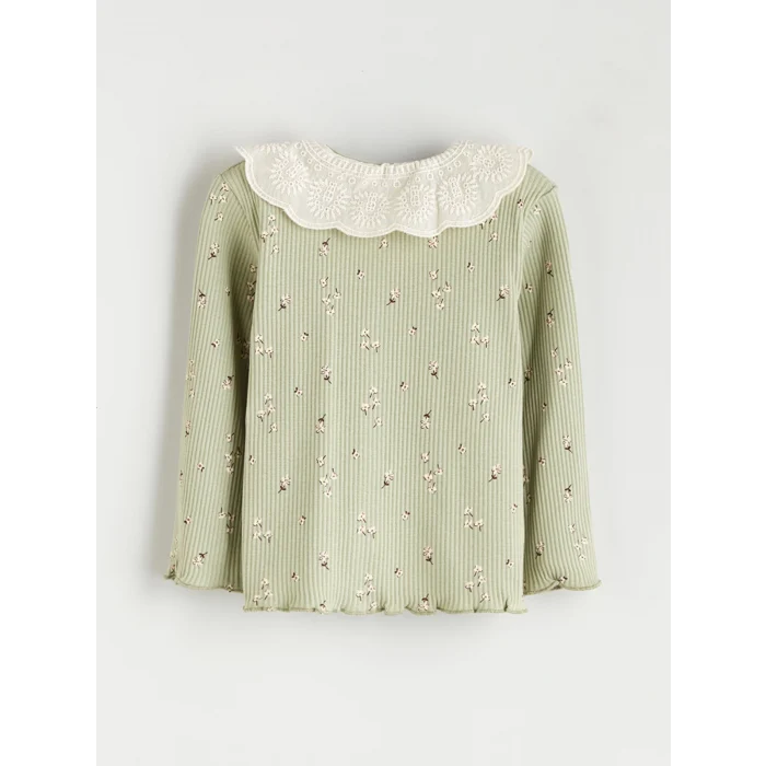 LCW baby Yeşil Bisiklet Yaka Kız Bebek Bluz ve Tayt 2li