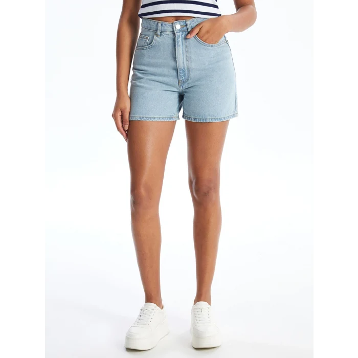 XSIDE Mavi Yüksek Bel Standart Fit Kadın Jean Şort