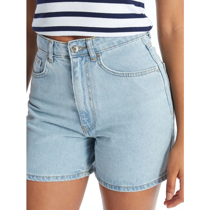 XSIDE Mavi Yüksek Bel Standart Fit Kadın Jean Şort
