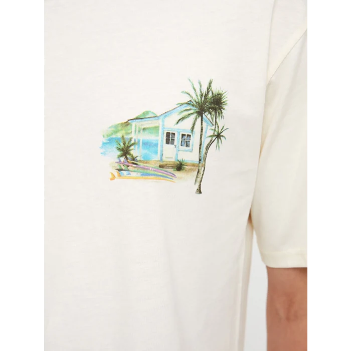 XSIDE Sari Bisiklet Yaka Kısa Kollu Baskılı Penye Erkek Tişört