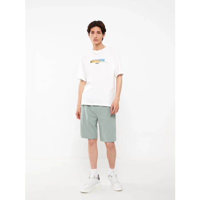 XSIDE Beyaz Bisiklet Yaka Kısa Kollu Baskılı Penye Erkek Tişört