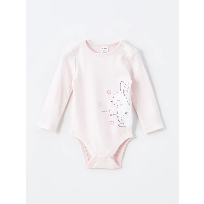 LC WAIKIKI Pembe Bisiklet Yaka Kız Bebek Çıtçıtlı Bodysuit 2li