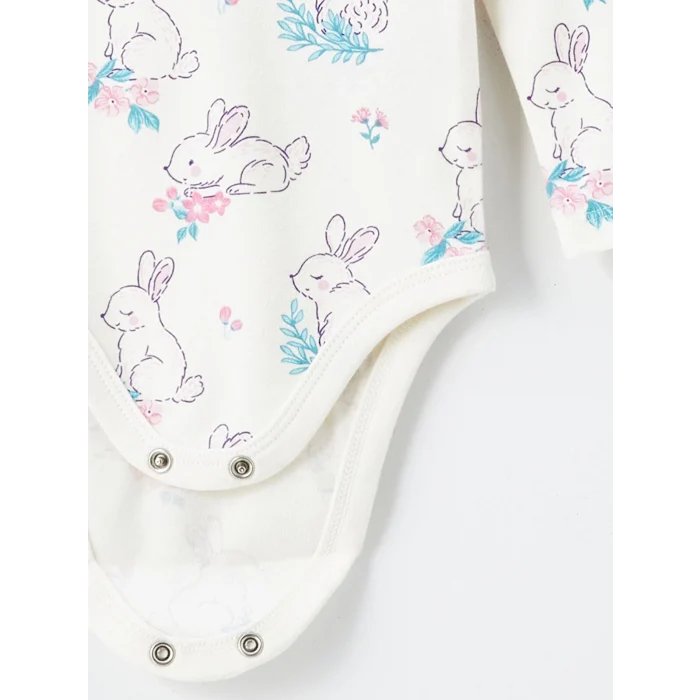 LC WAIKIKI Pembe Bisiklet Yaka Kız Bebek Çıtçıtlı Bodysuit 2li