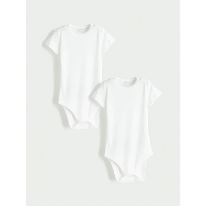 LCW baby Ekru Organik Kumaş Kız Bebek Çıtçıtlı Bodysuit 2li