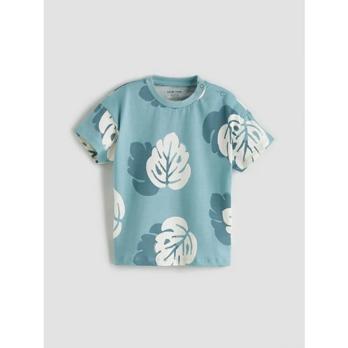 LCW baby Mavi Baskılı Erkek Bebek Tişört ve Şort 2li