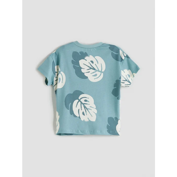 LCW baby Mavi Baskılı Erkek Bebek Tişört ve Şort 2li