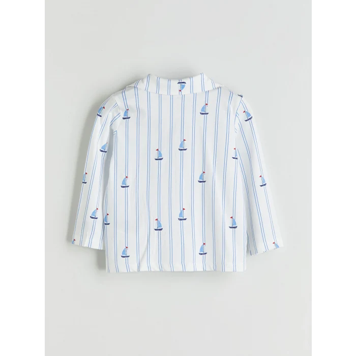 LCW baby Ekru Resort Yaka Çizgili Erkek Bebek Pijama Takım