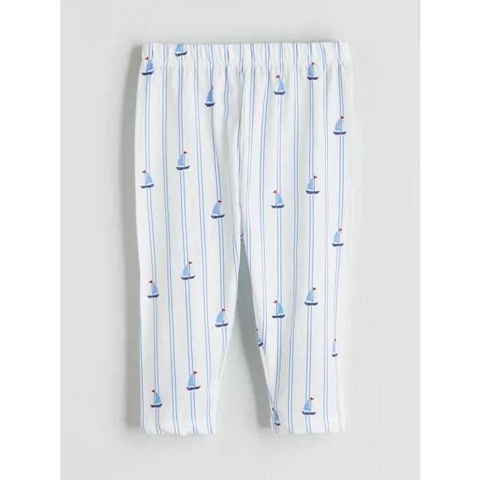 LCW baby Ekru Resort Yaka Çizgili Erkek Bebek Pijama Takım