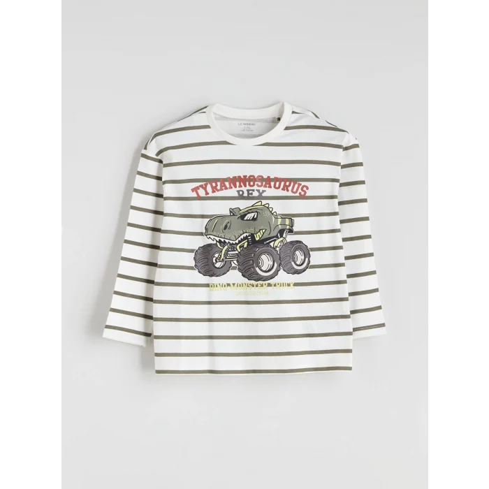 LCW baby Ekru Bisiklet Yaka Baskılı Erkek Bebek Sweatshirt ve Eşofman Alt 2li