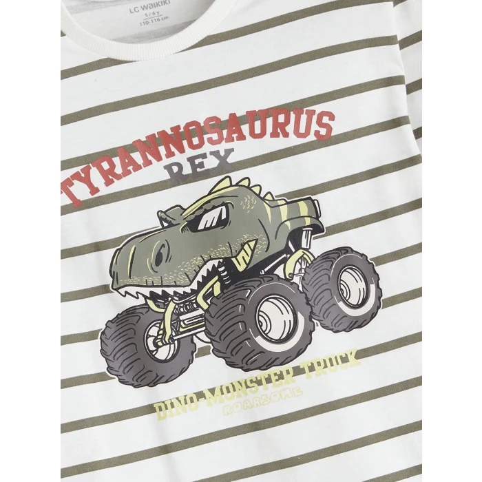 LCW baby Ekru Bisiklet Yaka Baskılı Erkek Bebek Sweatshirt ve Eşofman Alt 2li