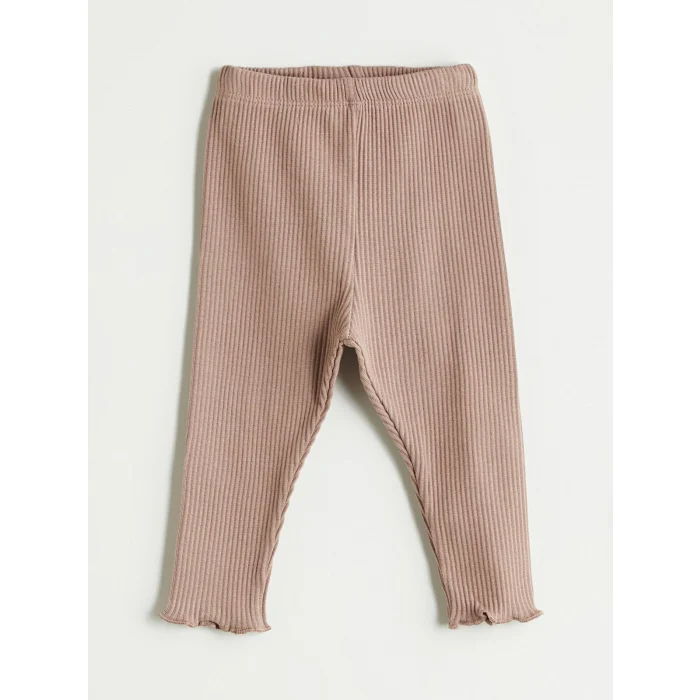 LCW baby Bej Bebe Yaka Uzun Kollu Baskılı Kız Bebek Sweatshirt ve Tayt 2li Takım