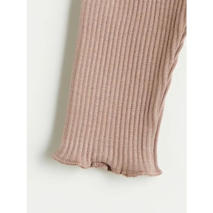 LCW baby Bej Bebe Yaka Uzun Kollu Baskılı Kız Bebek Sweatshirt ve Tayt 2li Takım