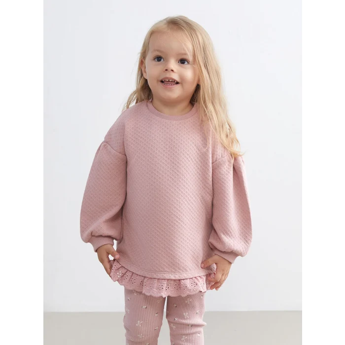 LCW baby Pembe Kurdele Detaylı Kız Bebek Kazak ve Tayt 2li