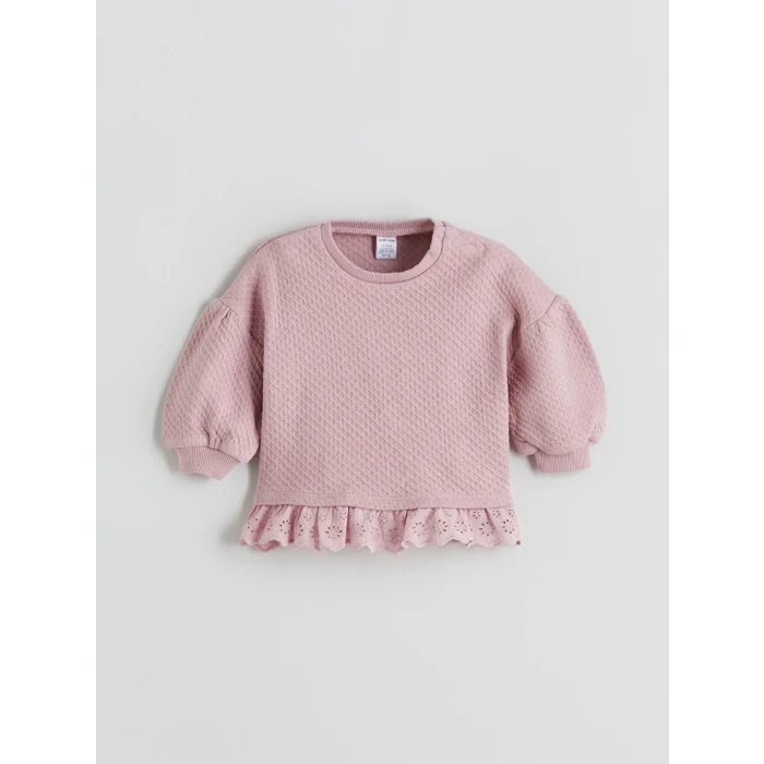 LCW baby Pembe Kurdele Detaylı Kız Bebek Kazak ve Tayt 2li