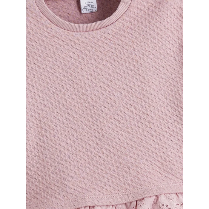 LCW baby Pembe Kurdele Detaylı Kız Bebek Kazak ve Tayt 2li