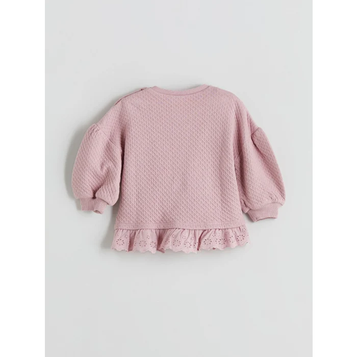 LCW baby Pembe Kurdele Detaylı Kız Bebek Kazak ve Tayt 2li