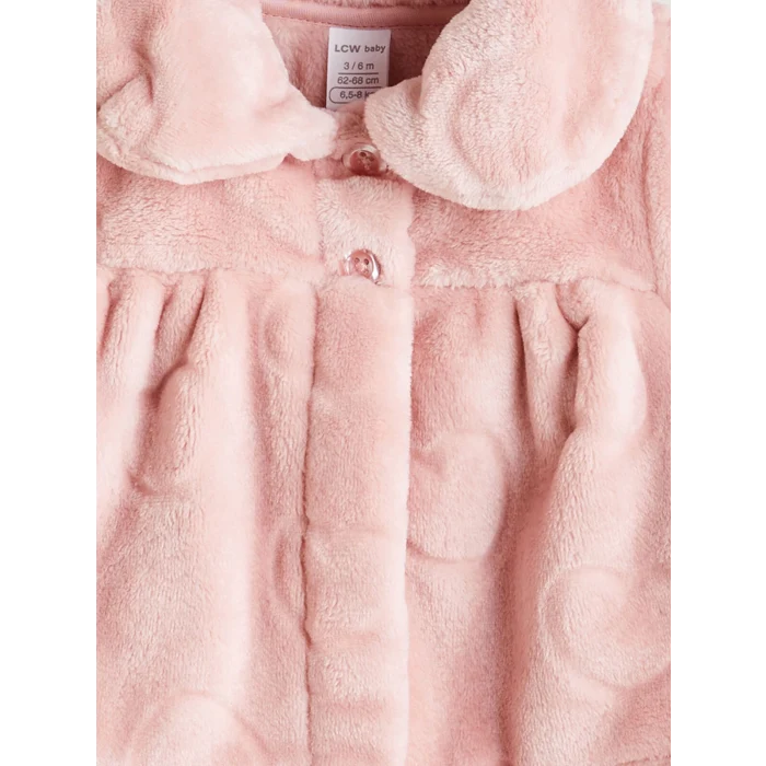 LCW baby Pembe Bebe Yaka Kız Bebek Pelüş Mont