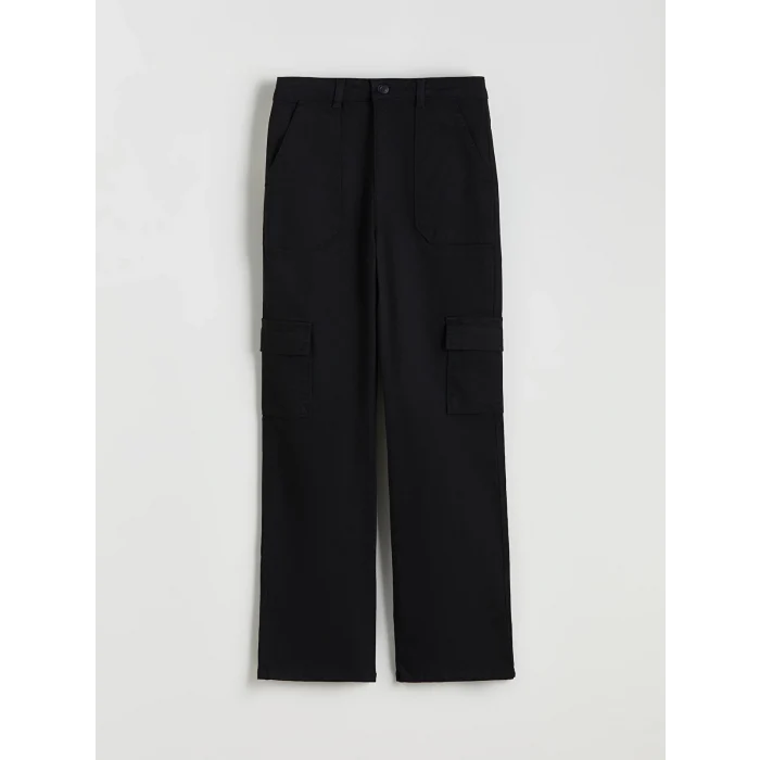 LCW Kids Siyah Wideleg Kız Çocuk Kargo Pantolon