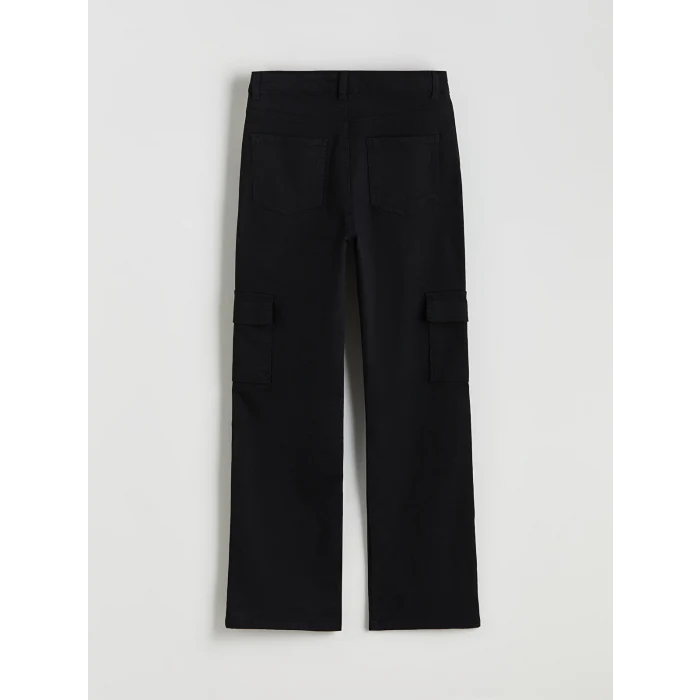 LCW Kids Siyah Wideleg Kız Çocuk Kargo Pantolon