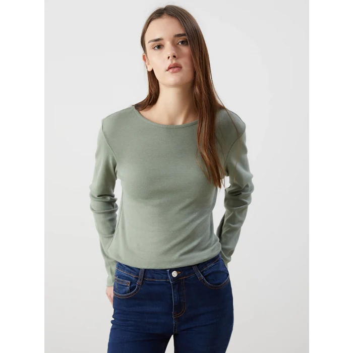 LCWAIKIKI Classic Yeşil Bisiklet Yaka Kadın Body