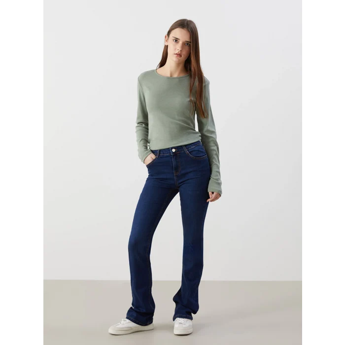 LCWAIKIKI Classic Yeşil Bisiklet Yaka Kadın Body