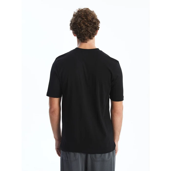 XSIDE Siyah Bisiklet Yaka Kısa Kollu Baskılı Penye Erkek Tişört