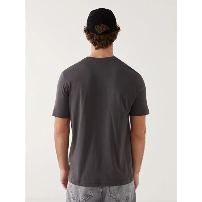 XSIDE Antrasit Bisiklet Yaka Kısa Kollu Baskılı Penye Erkek Tişört