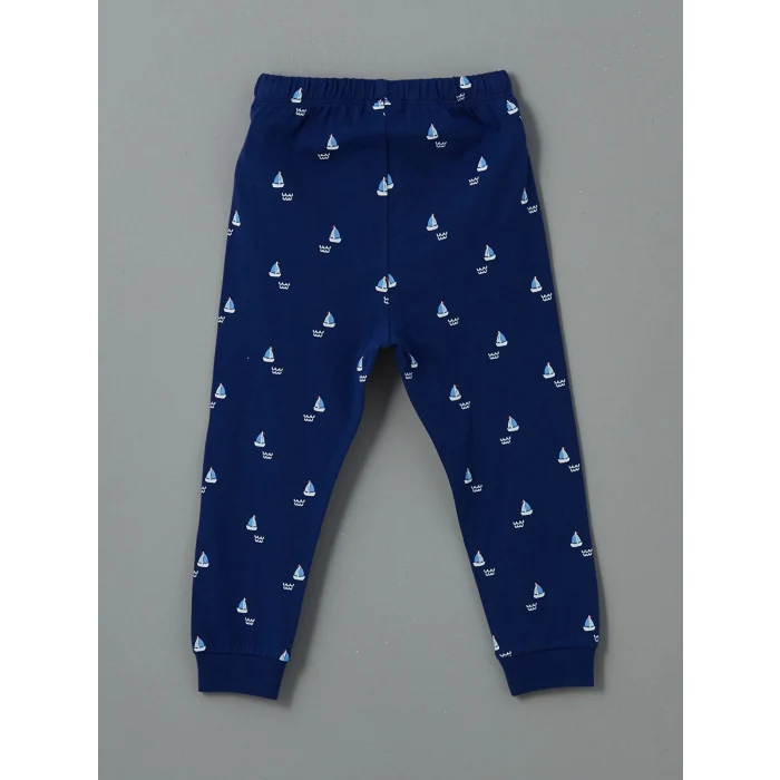 LCW baby Ekru Bisiklet Yaka Baskılı Erkek Bebek Pijama Takım