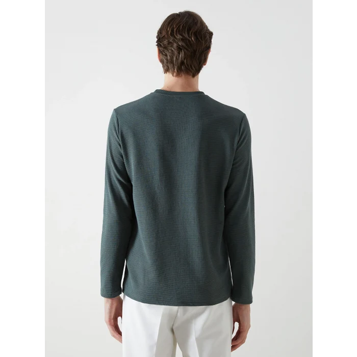 LCWAIKIKI Classic Yeşil Bisiklet Yaka Uzun Kollu Baskılı Erkek Sweatshirt