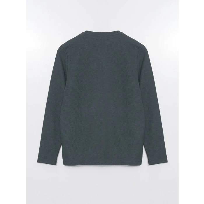 LCWAIKIKI Classic Yeşil Bisiklet Yaka Uzun Kollu Baskılı Erkek Sweatshirt