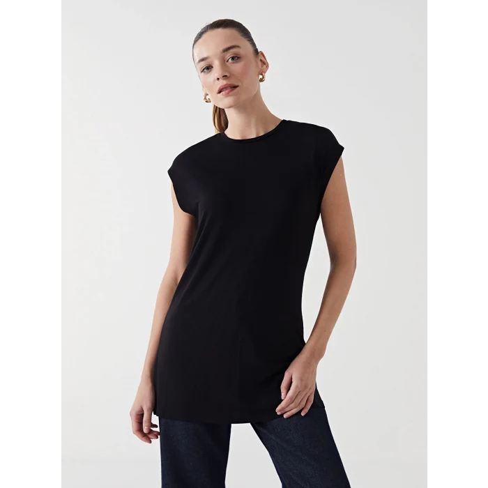 LCW Modest Siyah Bisiklet Yaka Kadın Tunik