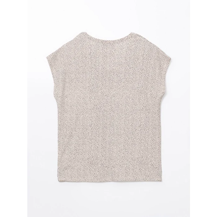 LCWAIKIKI Classic Kahverengi V Yaka Desenli Kadın Tişört