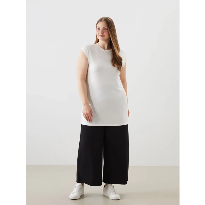 LCW Modest Beyaz Bisiklet Yaka Kadın Tunik