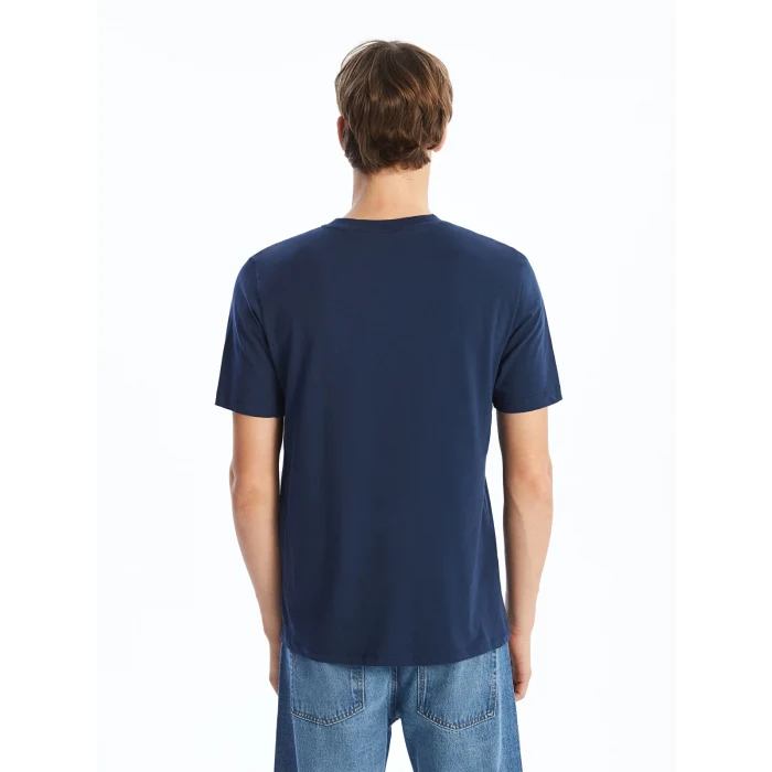 XSIDE Lacivert Bisiklet Yaka Kısa Kollu Baskılı Penye Erkek Tişört