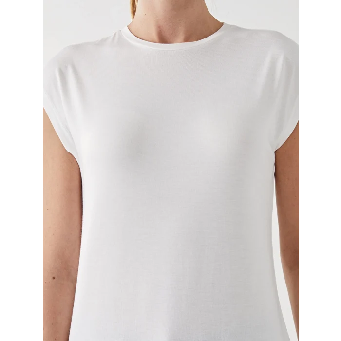 LCW Modest Beyaz Bisiklet Yaka Kadın Tunik