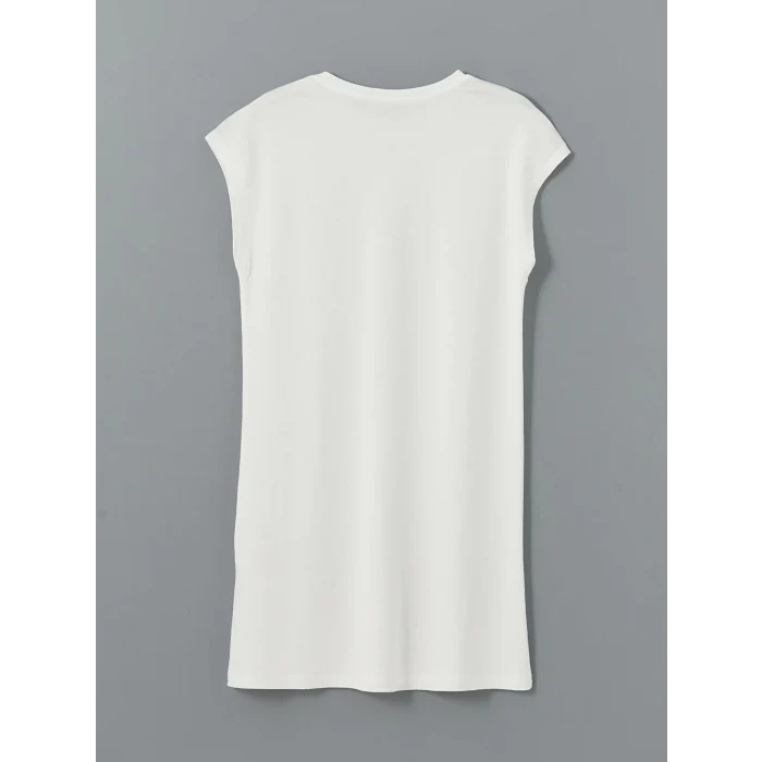 LCW Modest Beyaz Bisiklet Yaka Kadın Tunik