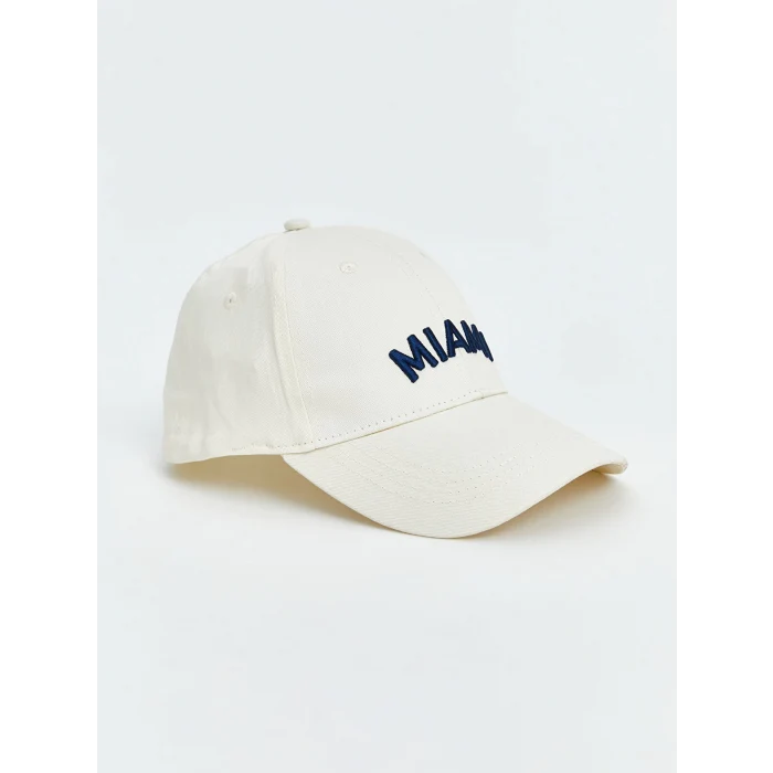 LCW ACCESSORIES Ekru Yazı Nakışlı Kadın Kep Şapka