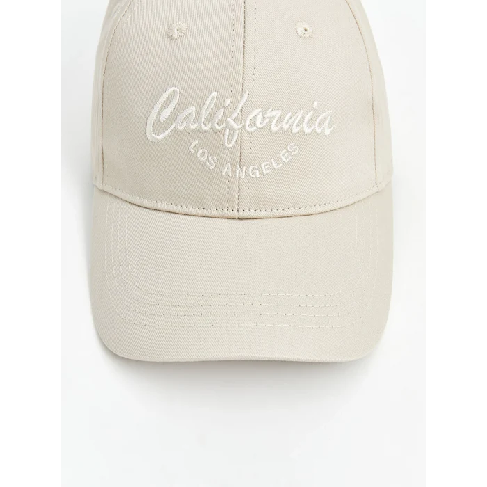 LCW ACCESSORIES Ekru Yazı Nakışlı Kadın Kep Şapka