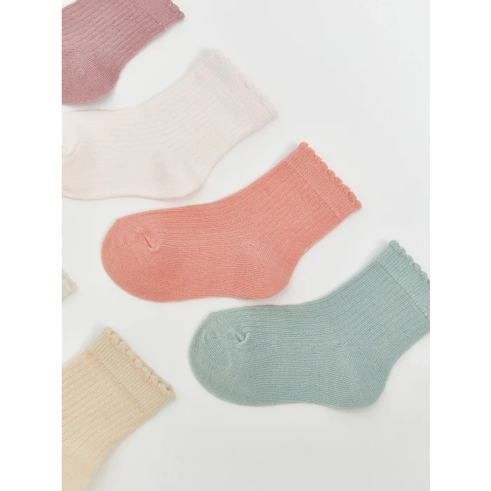 LCW baby Lila Desenli Kız Bebek Soket Çorap 7li