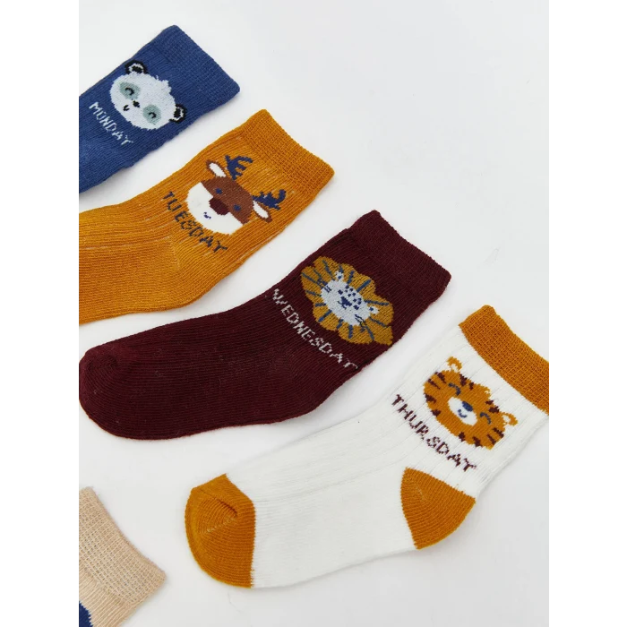 LCW Kids Mavi Baskılı Erkek Çocuk Soket Çorap 7li