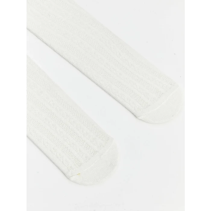 LCW baby Bej Kendinden Desenli Kız Bebek Külotlu Çorap 2li