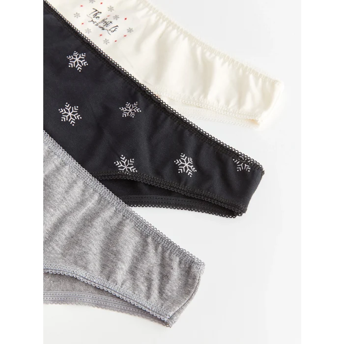 LCW DREAM Siyah Baskılı Brazilian Külot 3lü Paket