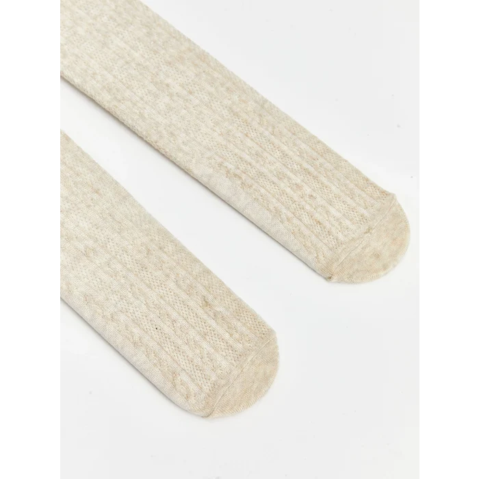 LCW baby Bej Kendinden Desenli Kız Bebek Külotlu Çorap 2li