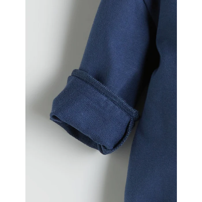 LCW baby Indigo Bisiklet Yaka Baskılı Erkek Bebek Sweatshirt ve Eşofman Alt 2li