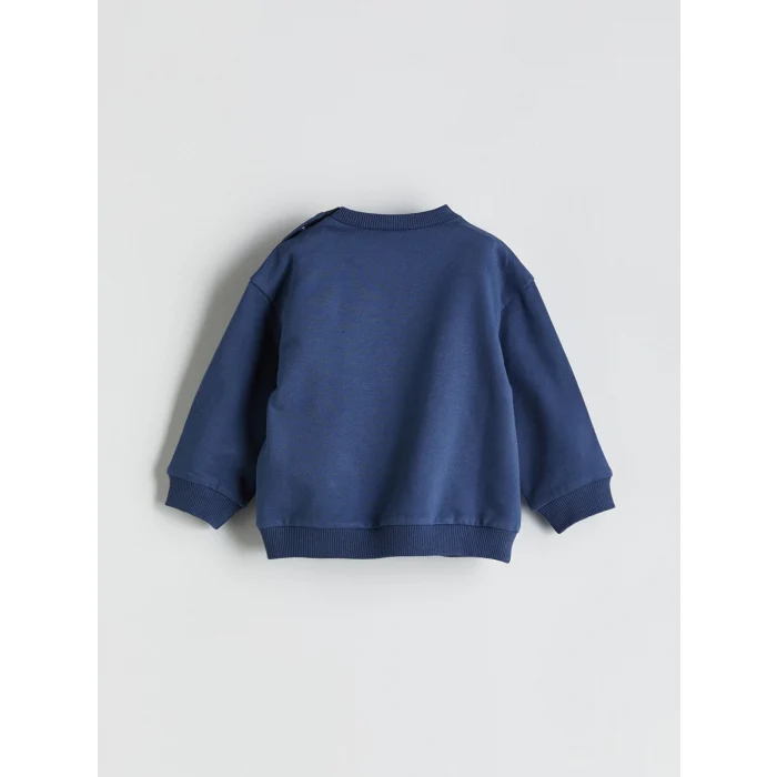 LCW baby Indigo Bisiklet Yaka Baskılı Erkek Bebek Sweatshirt ve Eşofman Alt 2li
