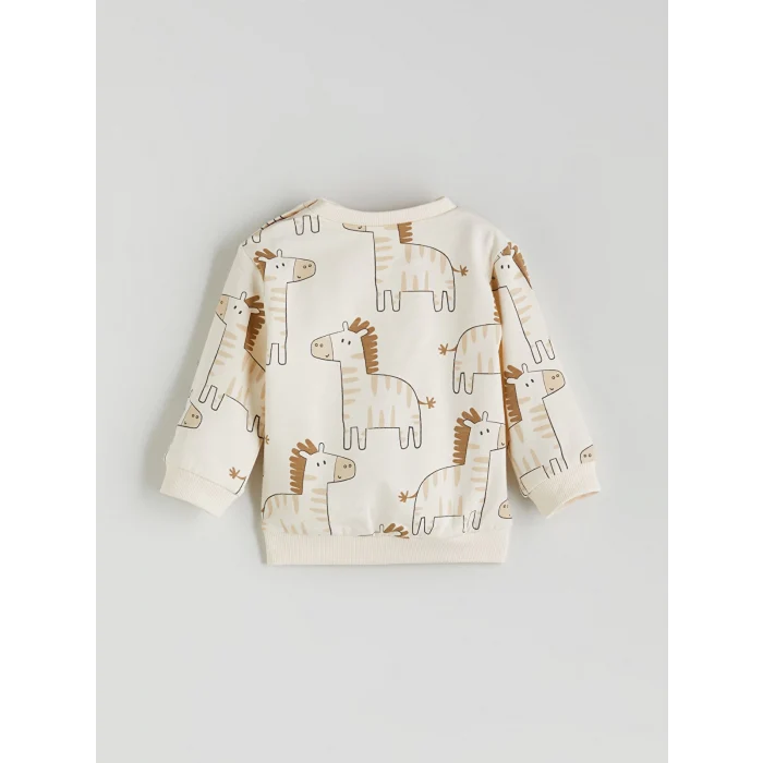 LCW baby Ekru Baskılı Erkek Bebek Sweatshirt ve Eşofman Alt 2li