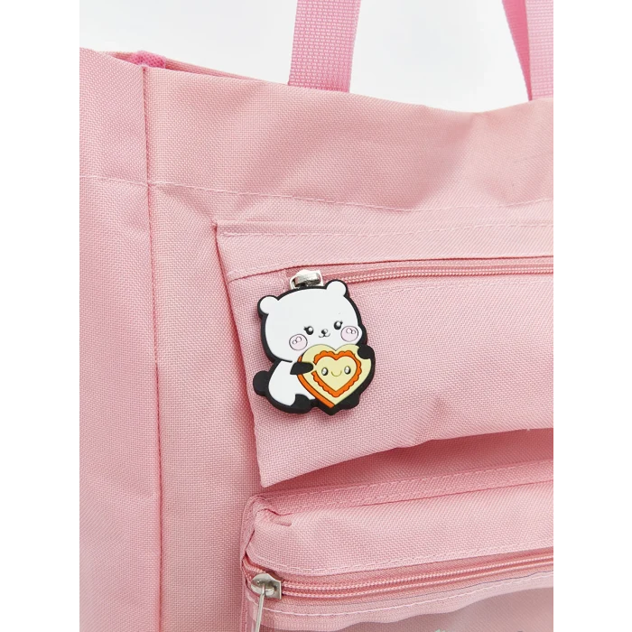 LCW ACCESSORIES Pembe Baskılı Şeffaf Cepli Kız Çocuk Kol Çantası